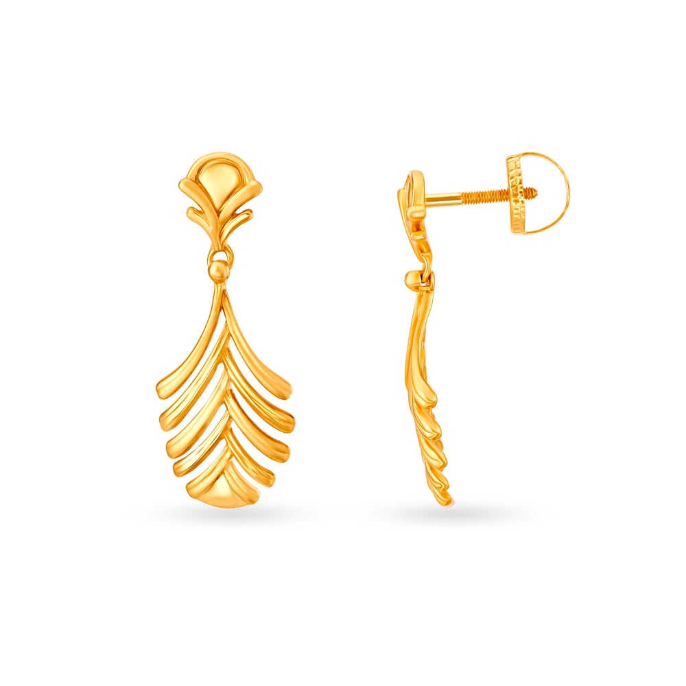 Fern Gold Drop Earrings,,hi-res image number null