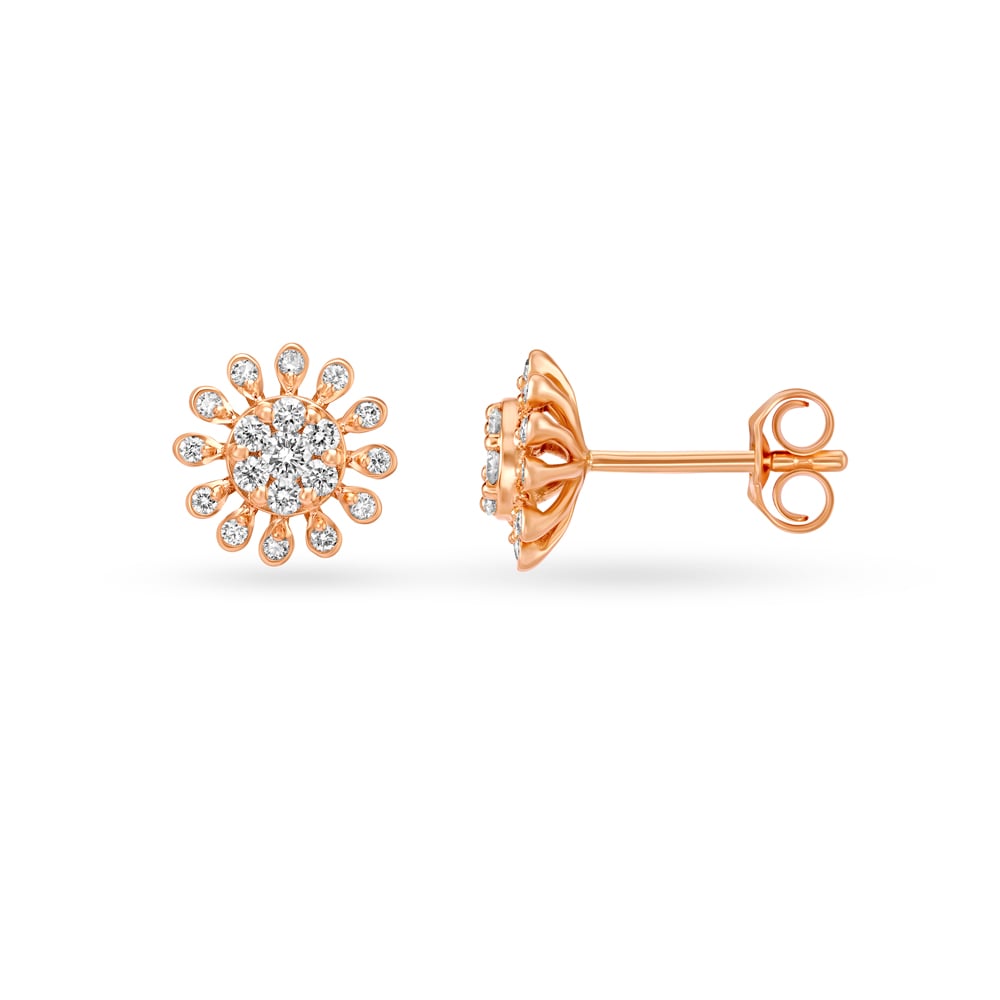 Graceful Diamond Stud Earrings in Rose Gold,,hi-res image number null