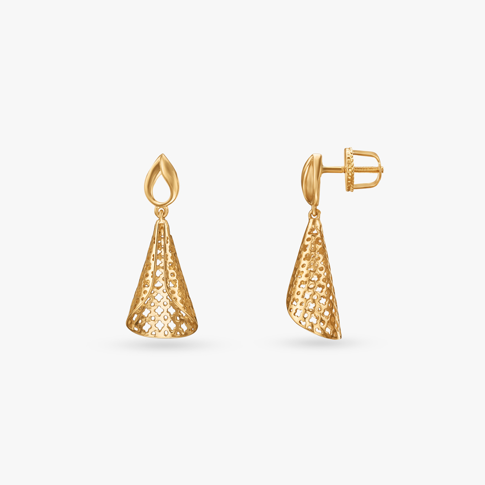 Cone Veil Gold Drop Earrings,,hi-res image number null