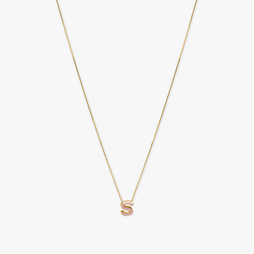 Signature S Gold Pendant with Chain,,hi-res image number null