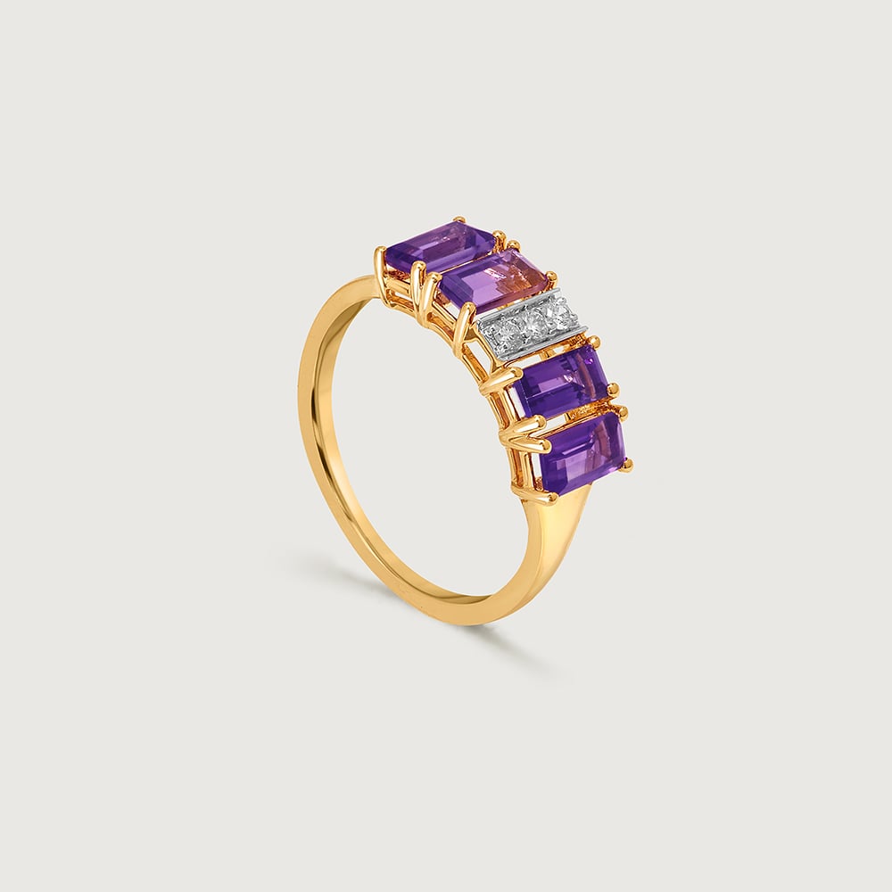 Mystic Dusk 14KT Diamond & Amethyst Finger Ring,,hi-res image number null