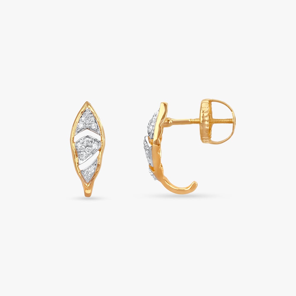 

Contemporary Leaf Diamond Hoop Earrings