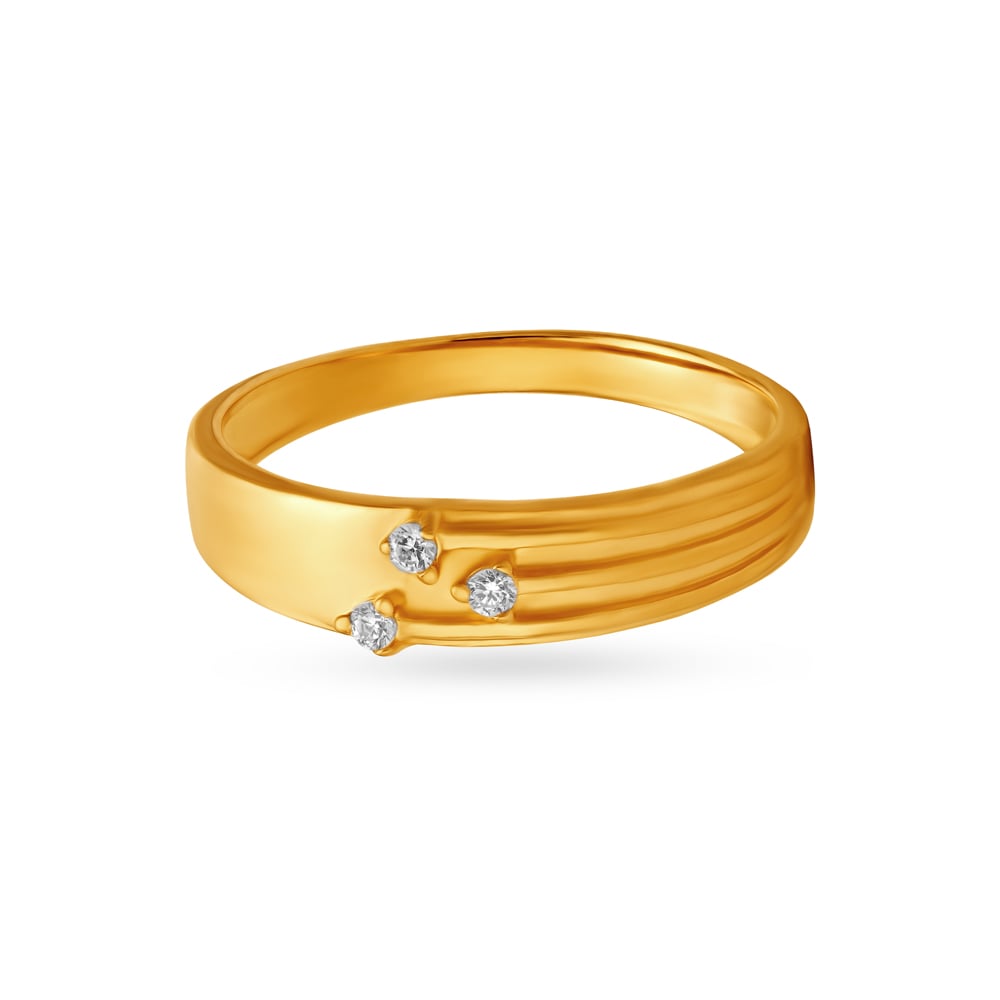 3 Stone Gold Finger Ring for Men,,hi-res image number null