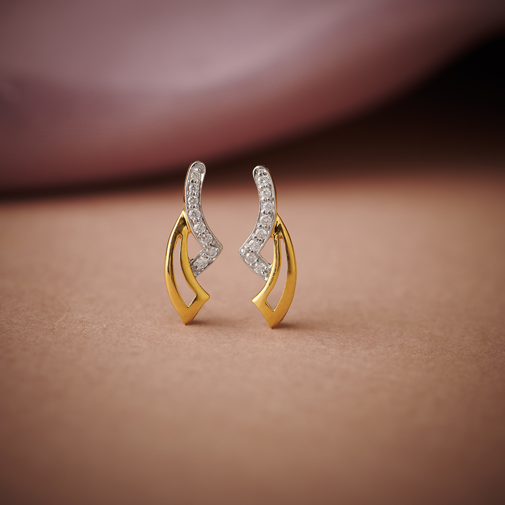 Dainty Gold Fancy Diamond Stud Earrings