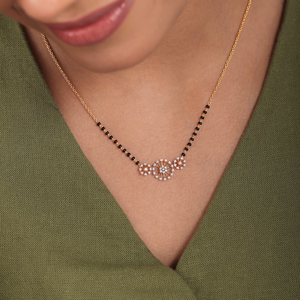 Sparkling Swirls 18 KT Gold and Diamond Mangalsutra,,hi-res image number null