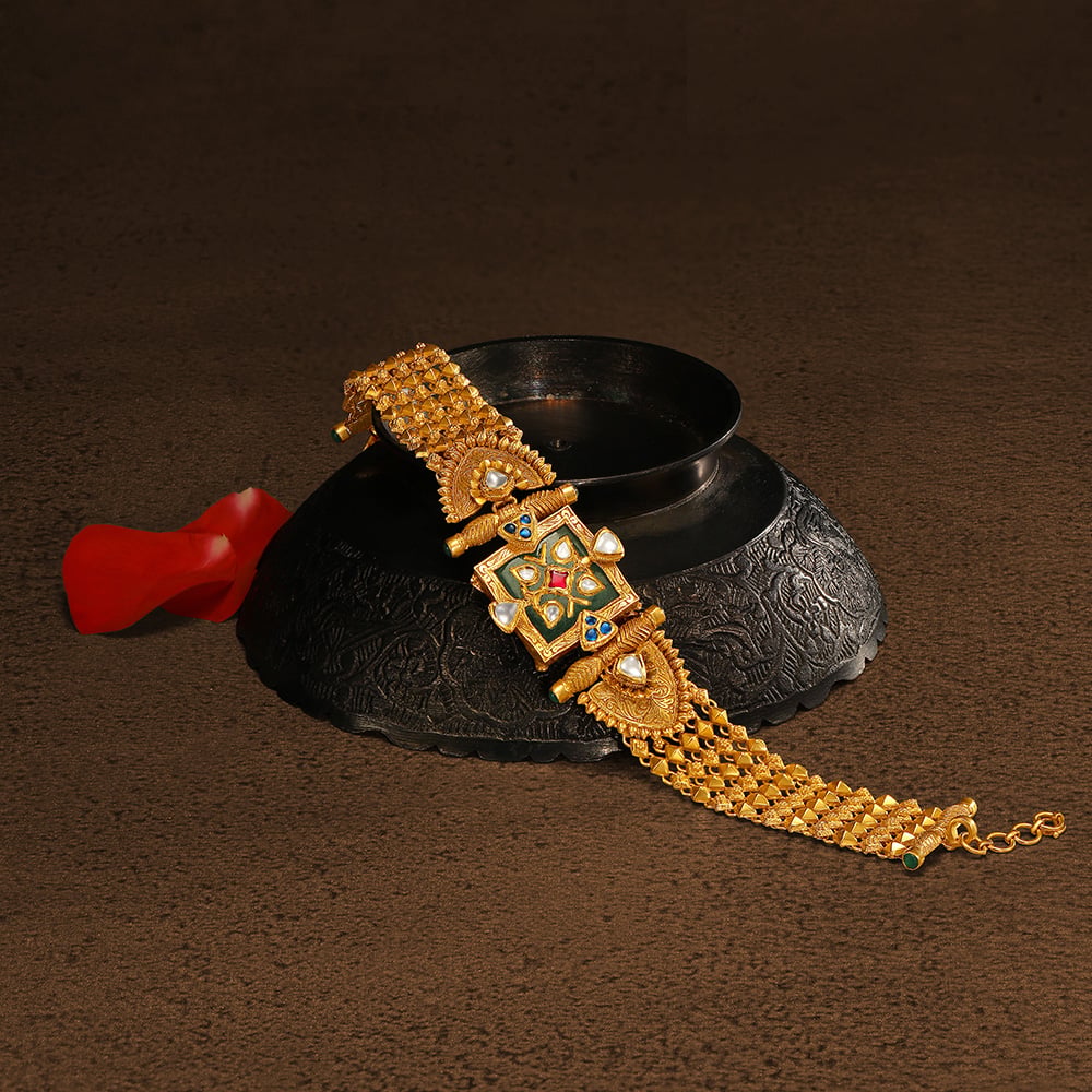 Bedazzling Kundan Inlay Work Bracelet,,hi-res image number null