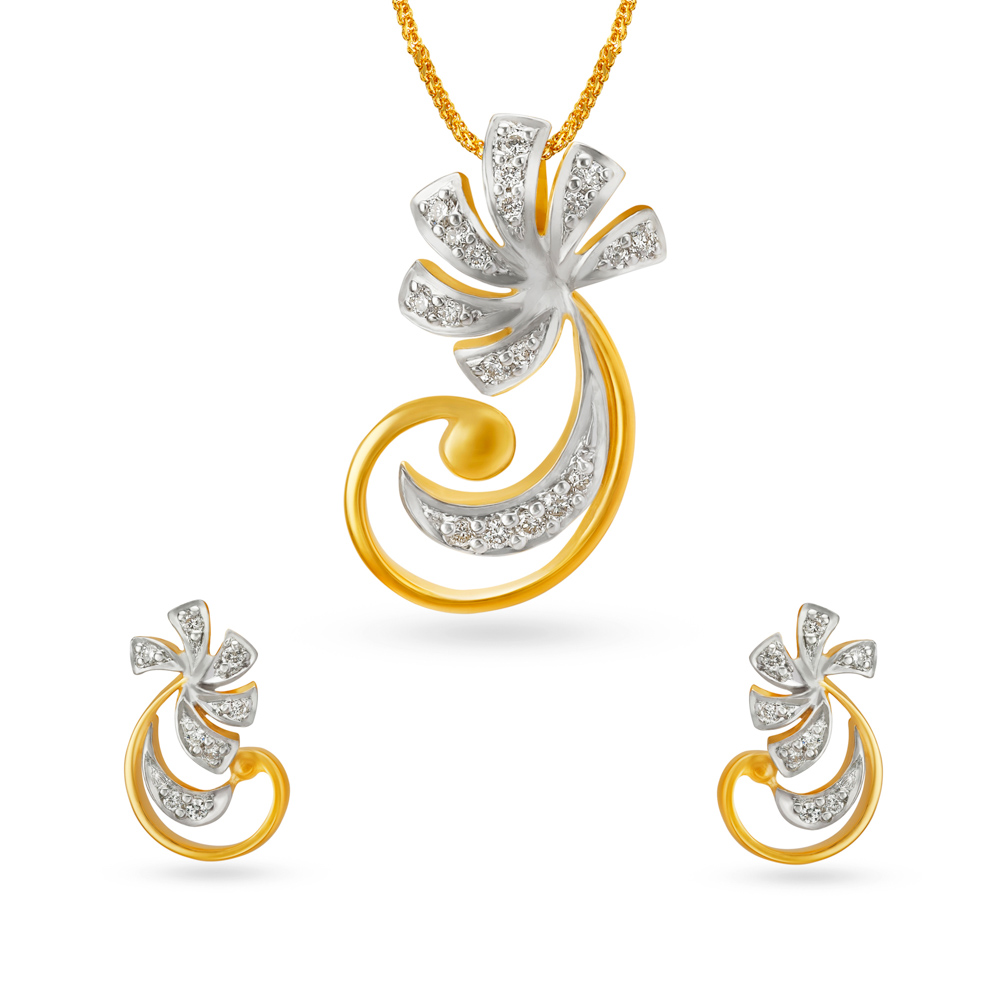 Classy Diamond Pendant and Earrings Set