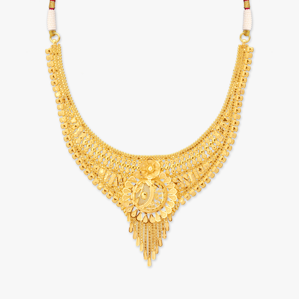 Petal Cascade Gold Necklace Set,,hi-res image number null