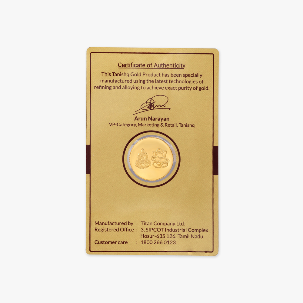 2 gram 24 Karat Gold Coin with Lakshmi Ganesha Motif,,hi-res image number null