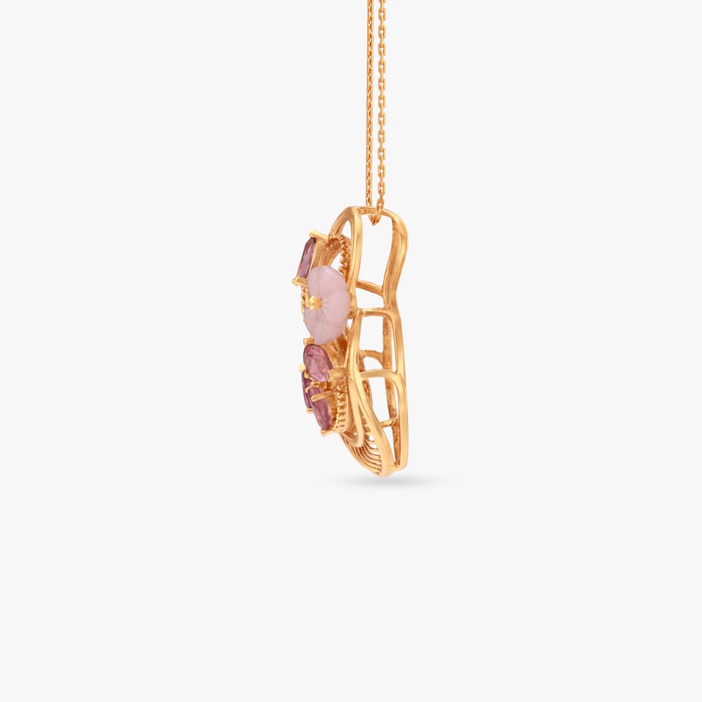Sculpted Floral Gold Pendant,,hi-res image number null
