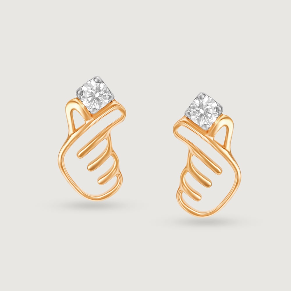 Korean Hearts 14KT Yellow Gold Stud Earrings,,hi-res image number null