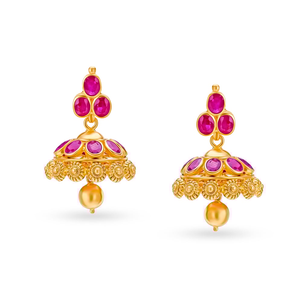 Round Gold and Ruby Necklace Set,,hi-res image number null