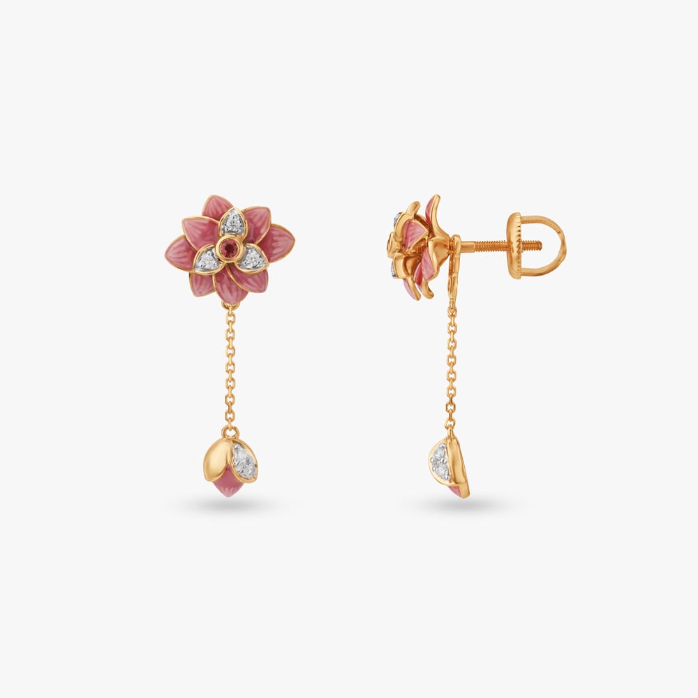 Dewlight Floral Diamond Drop Earrings,,hi-res image number null