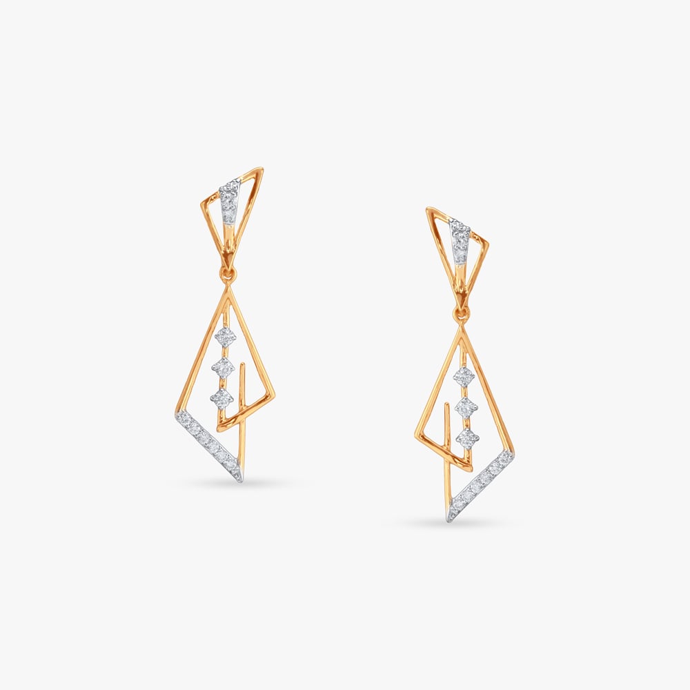 

Angular Trail Diamond Drop Earrings