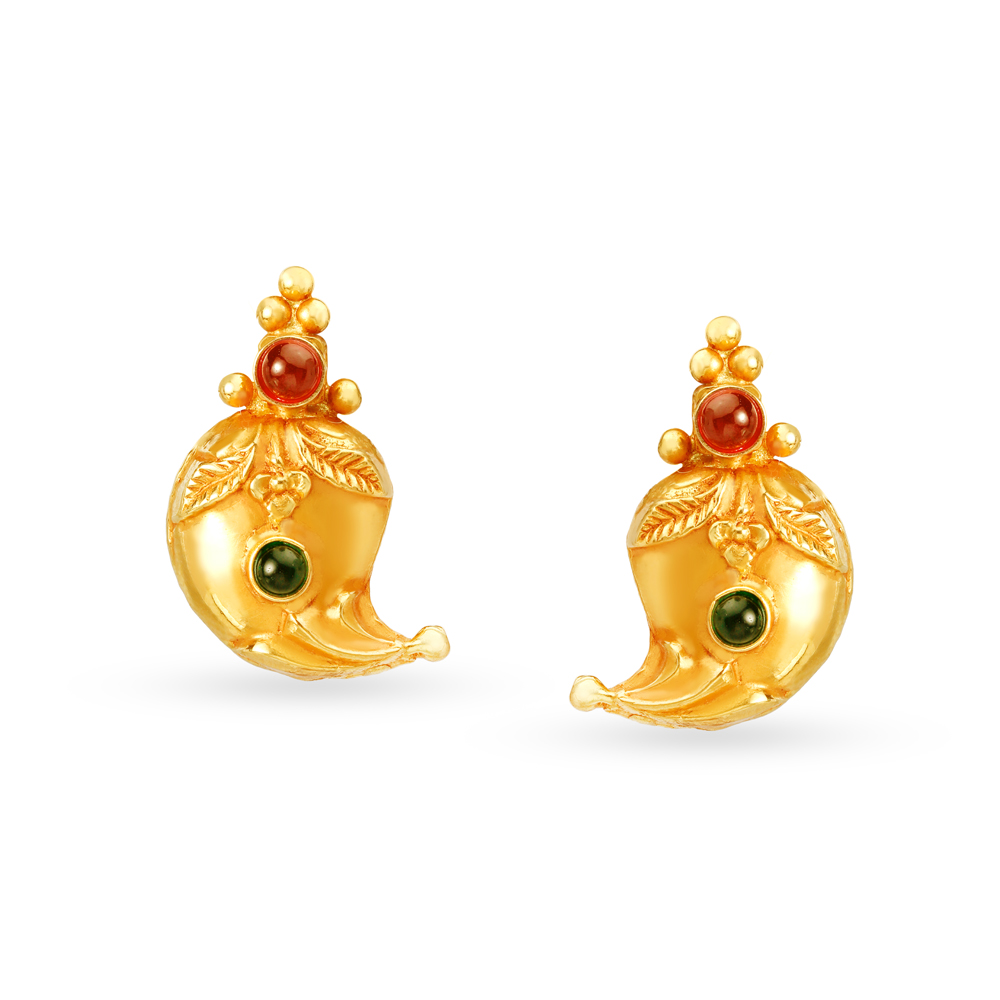 Mango Pattern Gold Necklace Set for the Brides in the South of India,,hi-res image number null