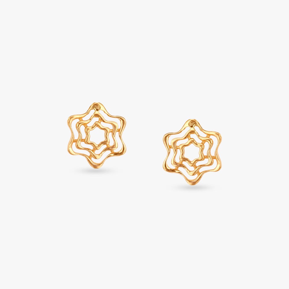 Wavy Star Gold Pendant and Earrings Set,,hi-res image number null