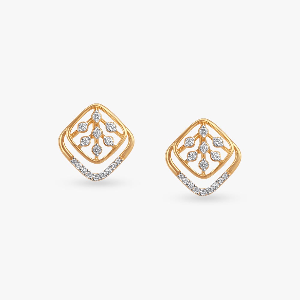 Abstract Rhombus Diamond Stud Earrings,,hi-res image number null
