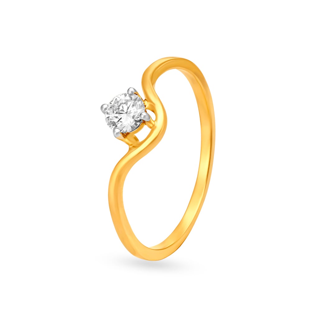 Sparkling 18 Karat Yellow Gold Solitaire Finger Ring,,hi-res image number null