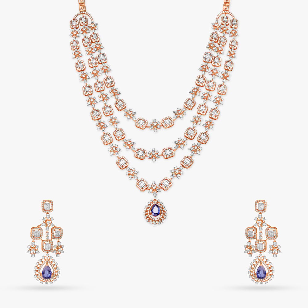 Lovely Gleam Diamond Necklace Set,,hi-res image number null