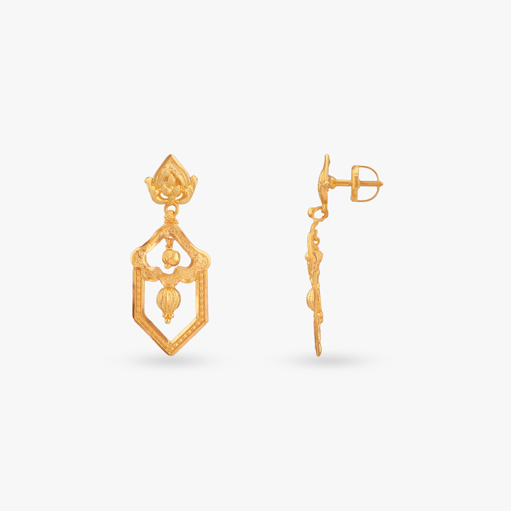 Angular Elegance Gold Drop Earrings,,hi-res image number null