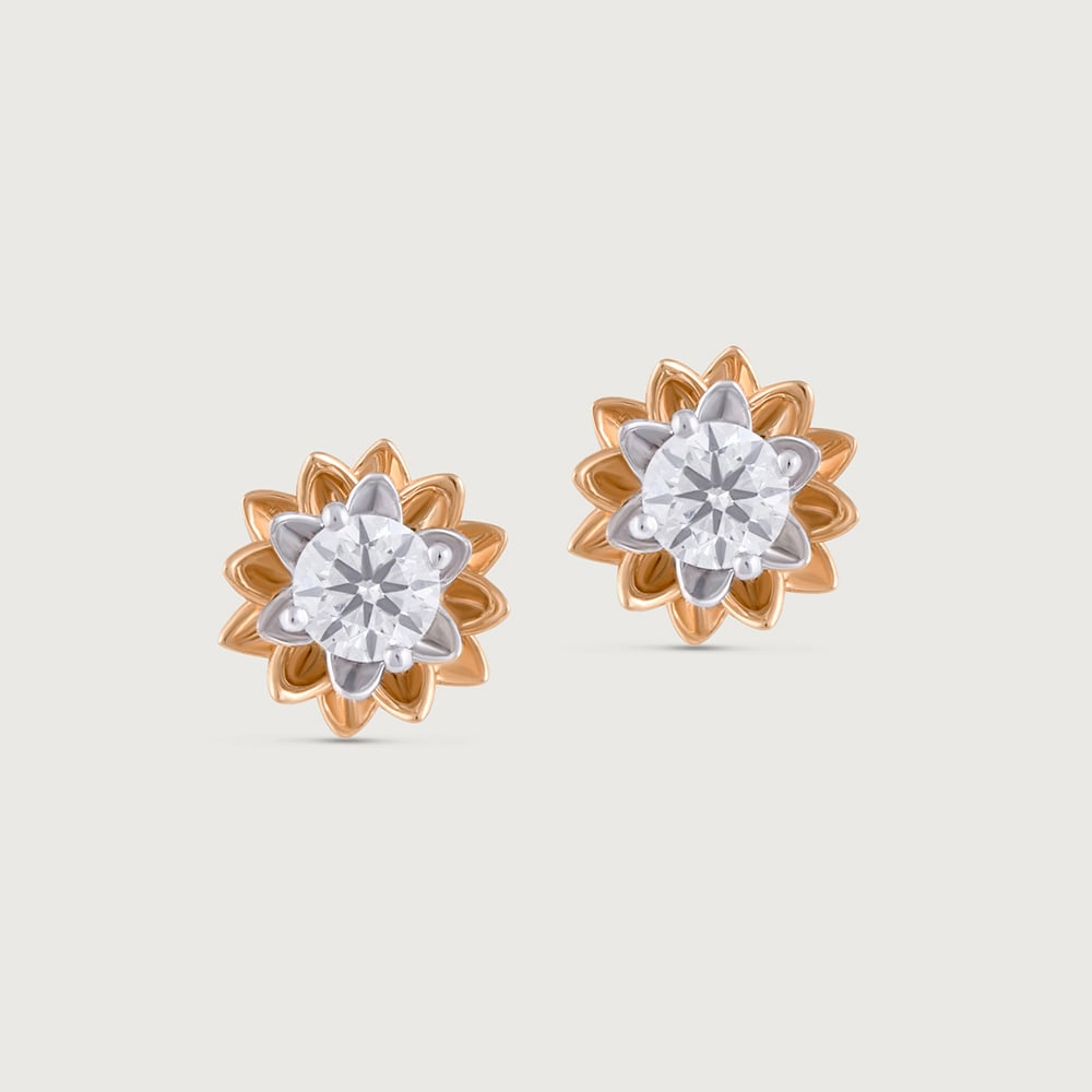 Eternal Bloom 14 kt Gold & Diamond Stud Earrings,,hi-res image number null