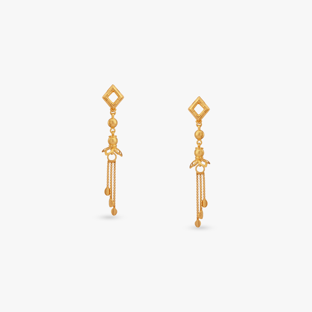 

Triple Leaf Gold Drop Earrings