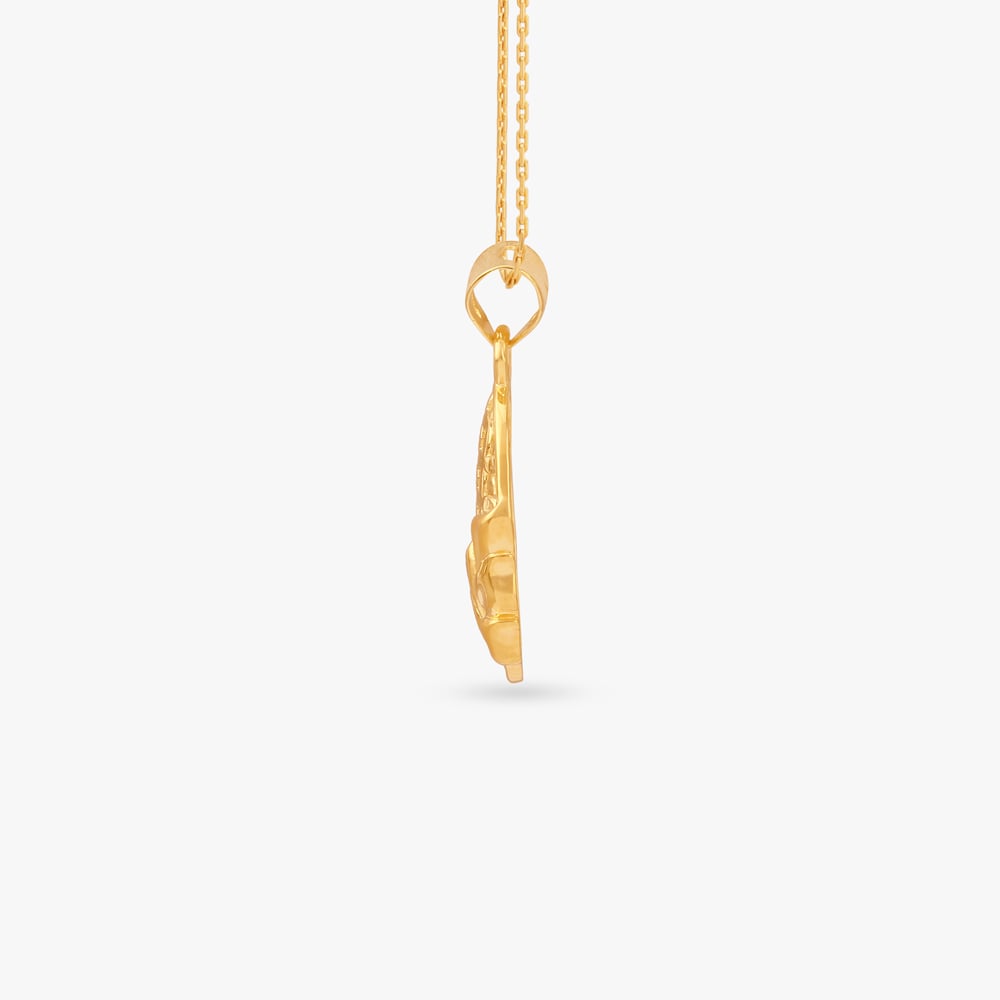 Lattice Leaf Gold Pendant,,hi-res image number null