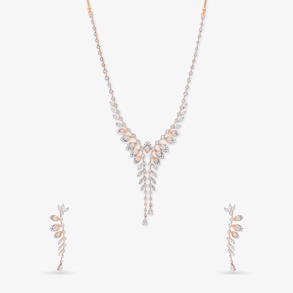 Leafy Splendour Diamond Necklace Set,,hi-res image number null