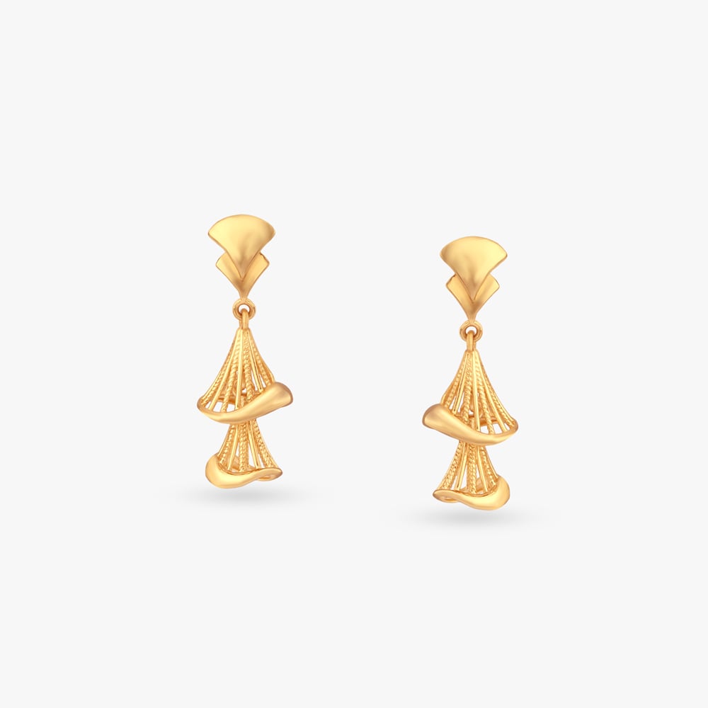 

Sculpted Elegance Gold Jhumka Earrings