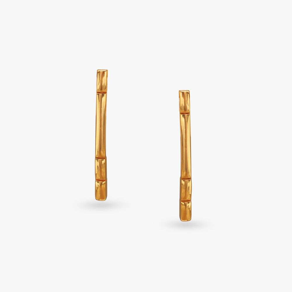 Bamboo Sleek Gold Drop Earrings,,hi-res image number null