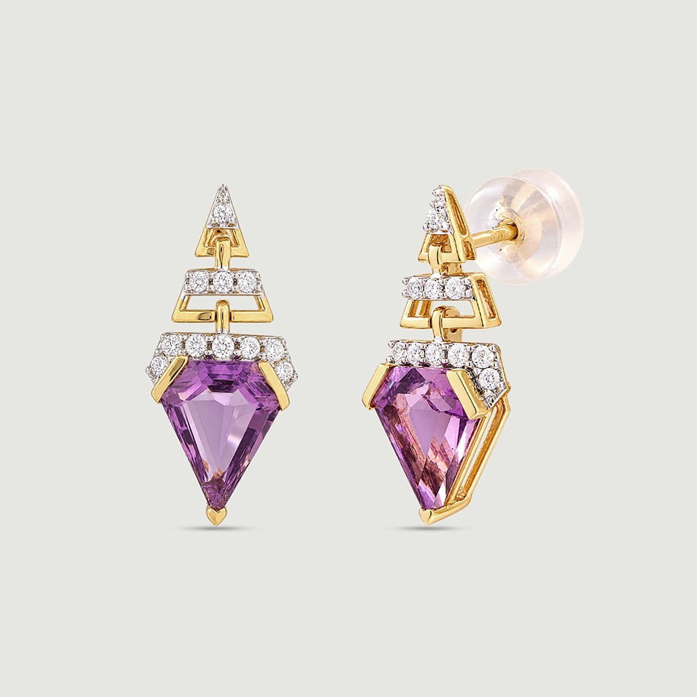 Sleek Radiant Amethyst Drop Earrings,,hi-res image number null