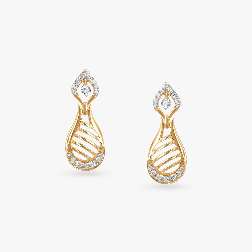 

Ribbon Curve Diamond Drop Earrings