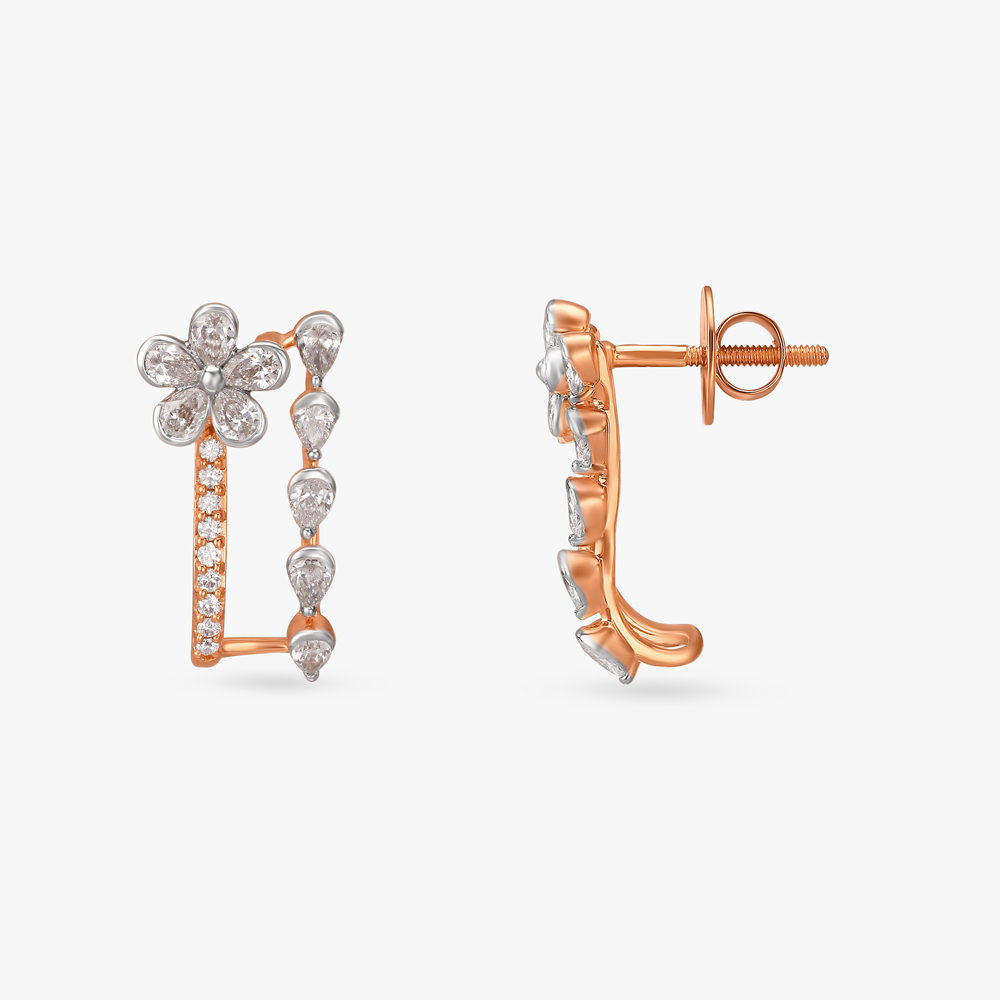 Daisy Diamond Hoop Earrings,,hi-res image number null