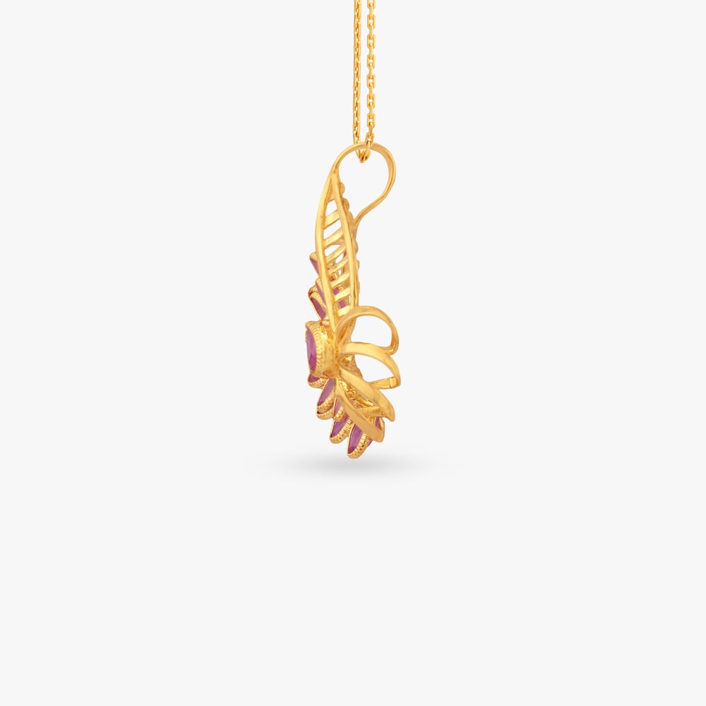 Petal Arc Gold Pendant and Earring Set,,hi-res image number null