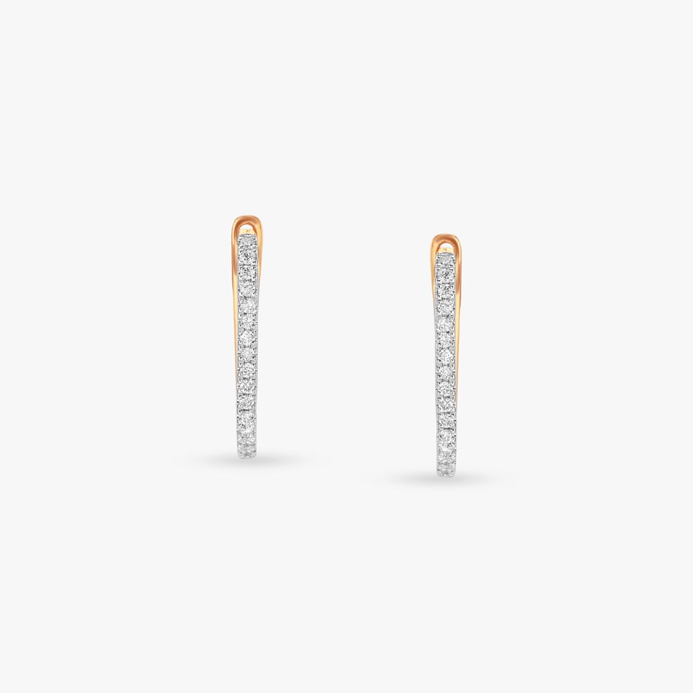 Elongated Arc Diamond Hoop Earrings,,hi-res image number null