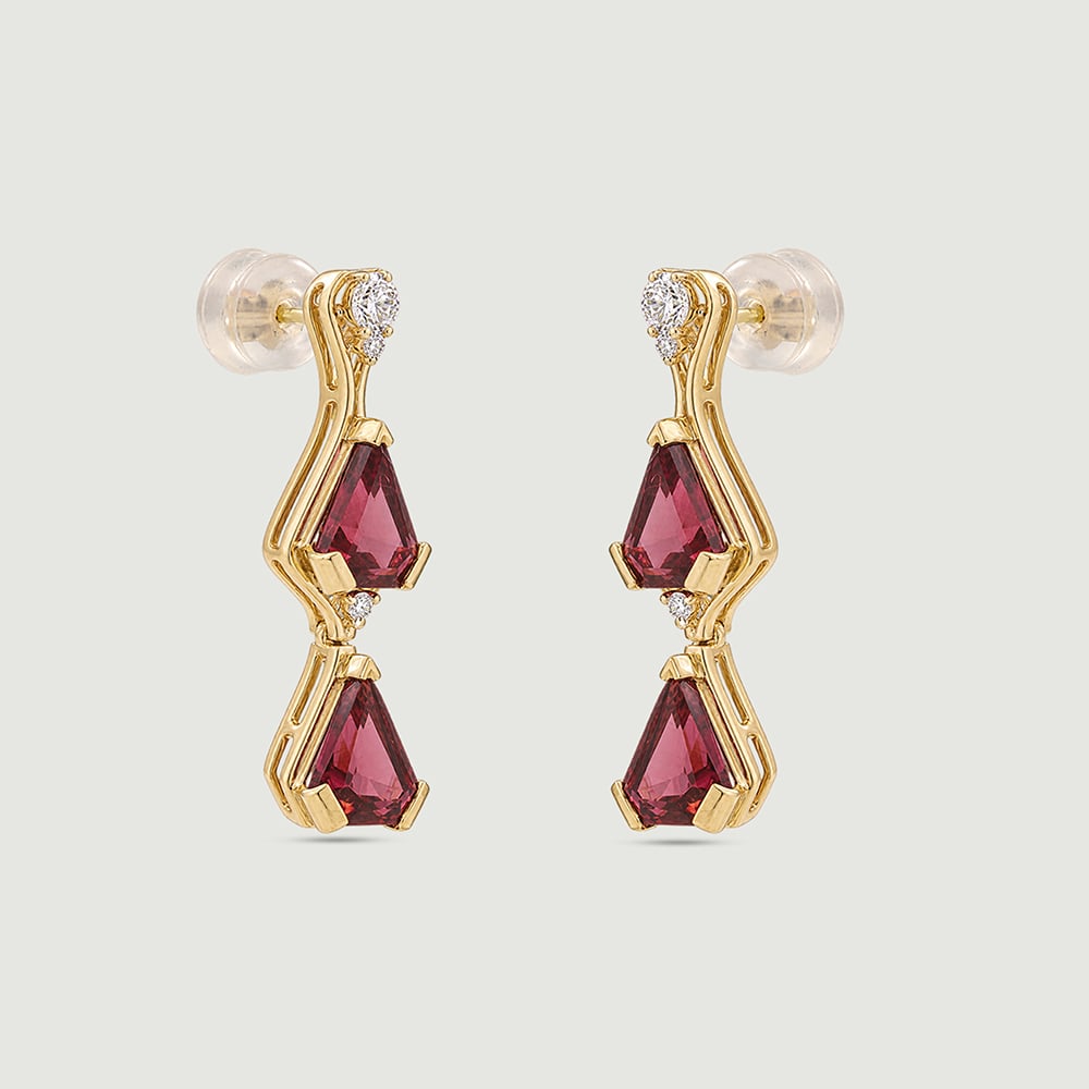 Vibrant Geometric Garnet Drop Earrings,,hi-res image number null