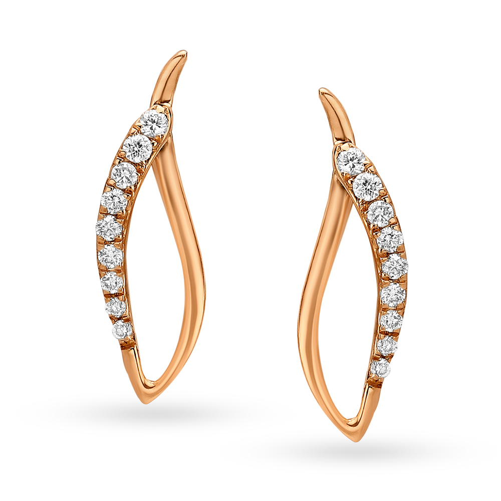 

Leaf Inspired Rose Gold and Diamond Stud Earrings
