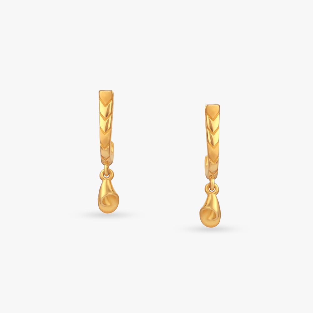 Chevron Teardrop Gold Drop Earrings,,hi-res image number null