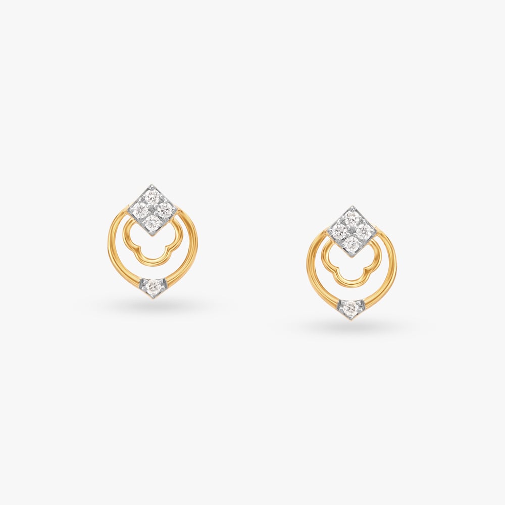 Circle Diamond Stud Earrings,,hi-res image number null