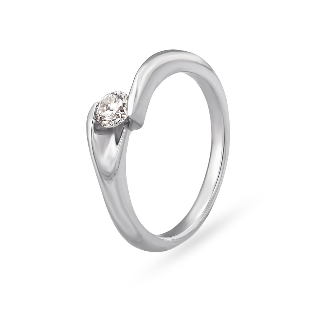 Wave Patterned Platinum and Diamond Ring,,hi-res image number null
