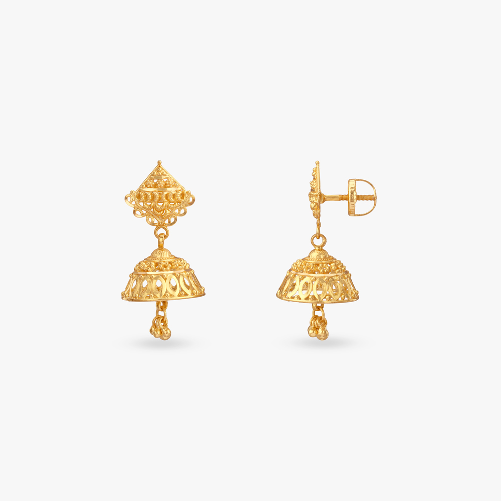 Royal Aura Gold Jhumka Earrings,,hi-res image number null