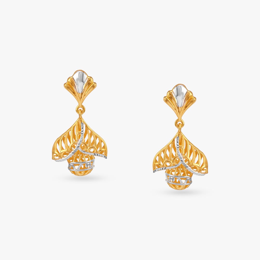 Floret Grace Gold Jhumka Earrings,,hi-res image number null