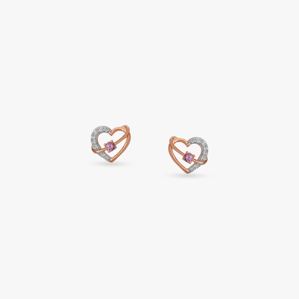 Blush Hearts Diamond Stud Earrings,,hi-res image number null