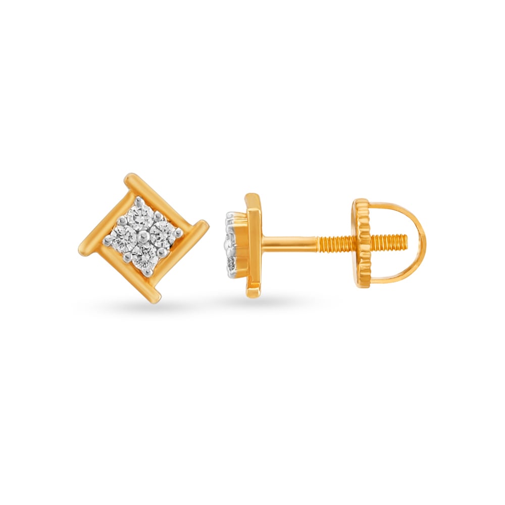 Classic Square Diamond Stud Earrings,,hi-res image number null