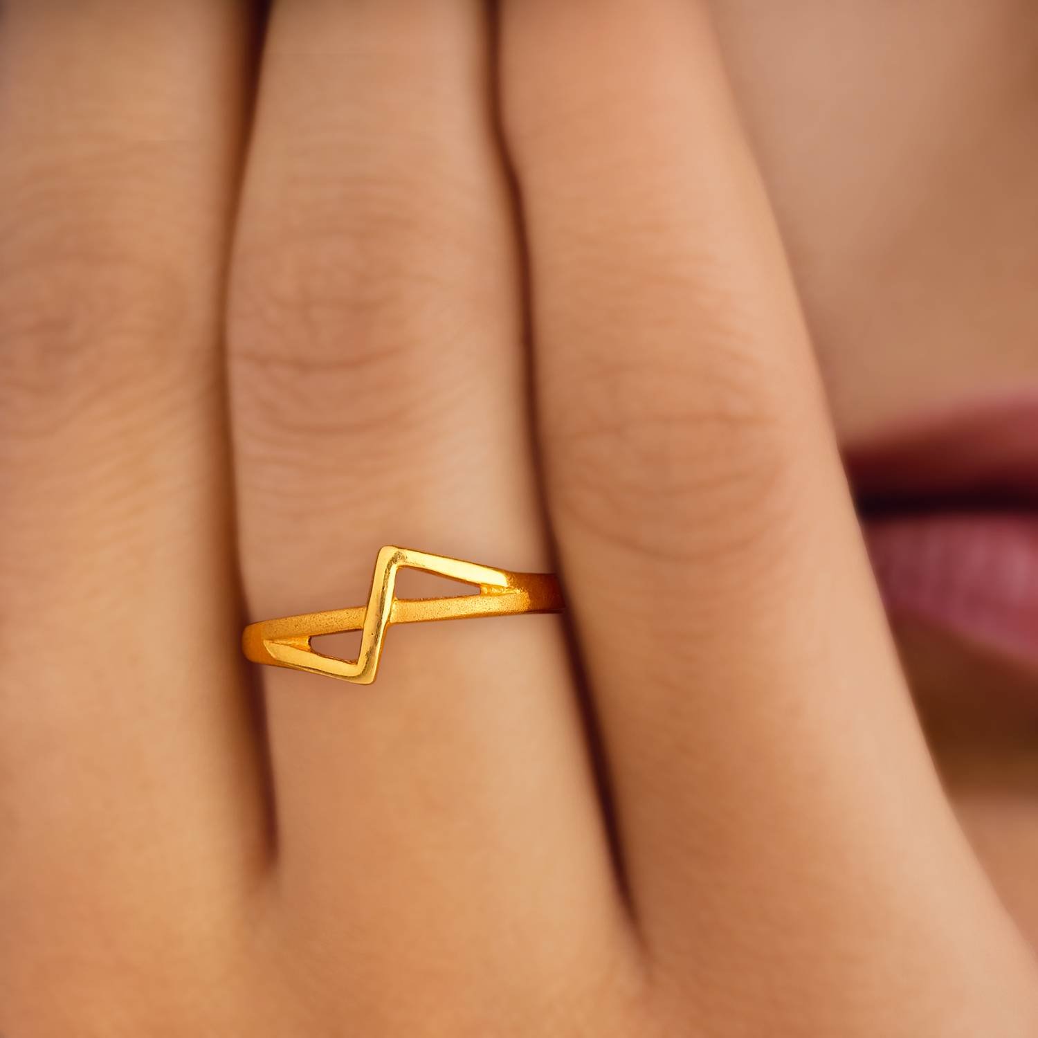 Edgy Geometric Gold Ring,,hi-res image number null