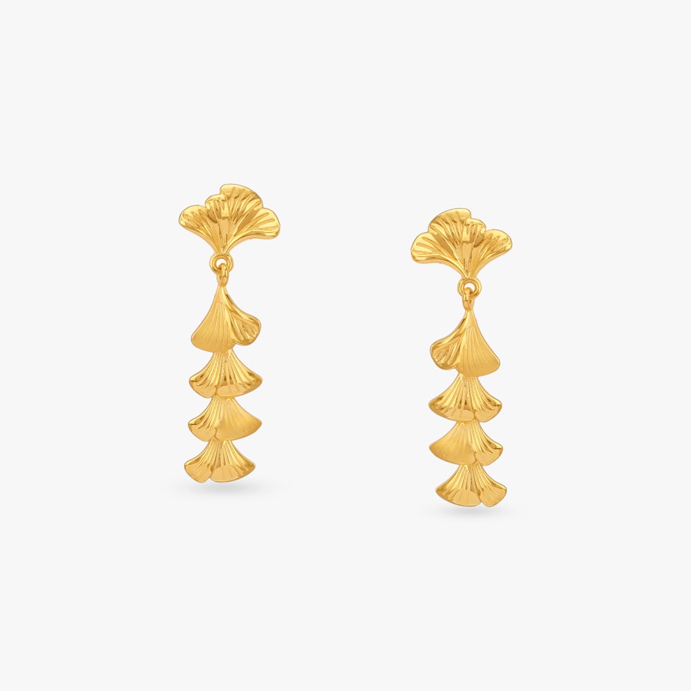 Layered Leaves Gold Drop Earrings,,hi-res image number null