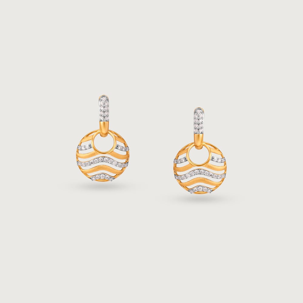 Oceanic Vibes Gold & Diamond Drop Earrings,,hi-res image number null