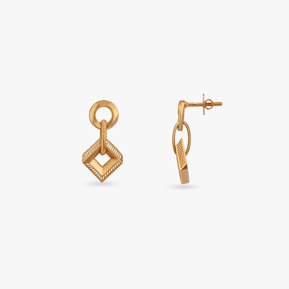 Geometric Interplay Gold Drop Earrings,,hi-res image number null