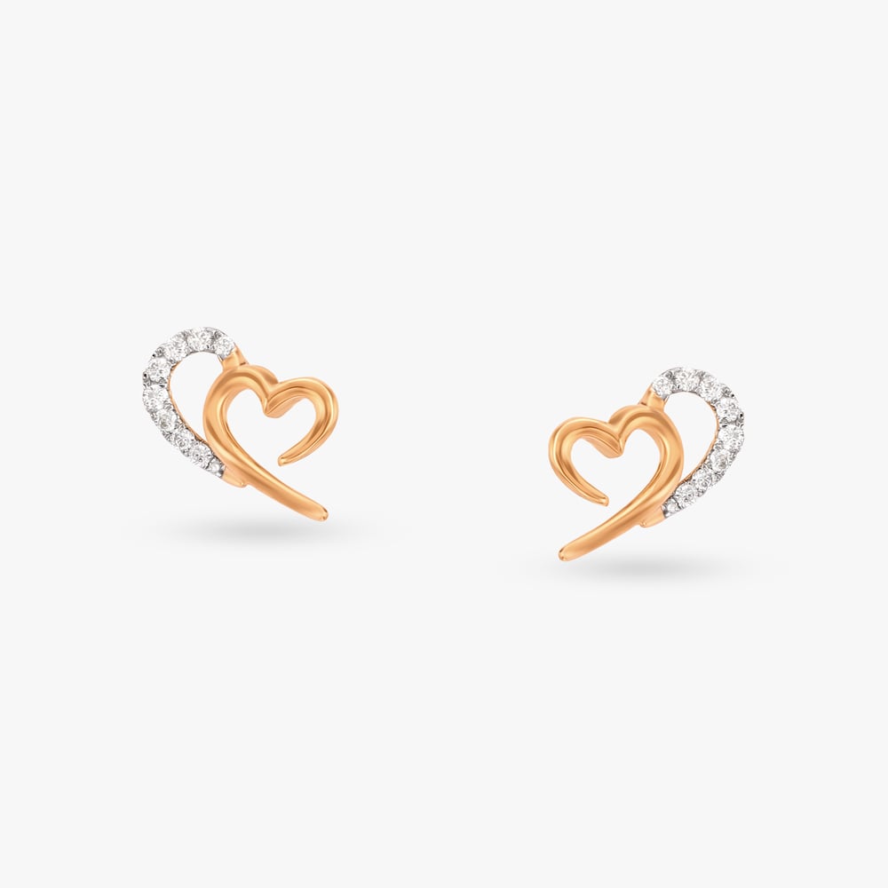 Sparkling Heart Diamond Stud Earrings,,hi-res image number null