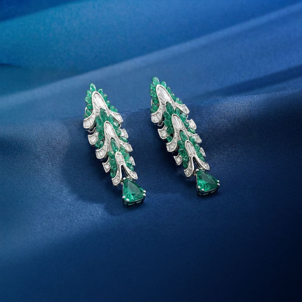 Verdant Rapture Diamond Drop Earrings,,hi-res image number null